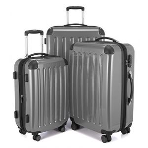 HAUPTSTADTKOFFER - Alex - Ensemble de 3 Valises Rigides Argenté Brillant, TSA, (S, M & L), 235 litres