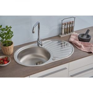 Respekta Cansas Évier en acier inoxydable/Évier 1 bac 77 x 48 cm/Évier en inox adapté pour les meubles sous évier à partir de 50 cm de large