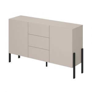 Buffet design collection SALMA - 2 portes & 3 tiroirs – Beige & noir mat, 154×90×40 cm