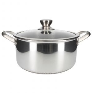 Marmite Inox Premium avec Revêtement Intérieur Antiadhésif en Nid d'Abeille 28cm Cheffinger Argent