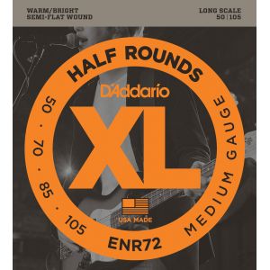 D'Addario Cordes pour basse avec filet demi-rond ENR72, Medium, 50-105, cordes longues