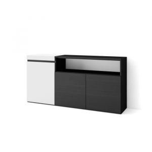 Buffet salon et cuisine Meuble de Rangement, Commode 150x75x35cm 3 Portes Meuble chaussure Style moderne Blanc et noir - Blanc et noir - Skraut Home
