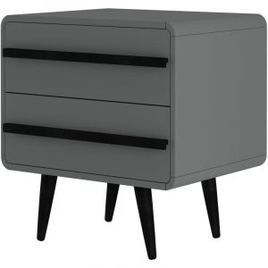 Chantal Table de chevet avec 2 tiroirs gris noir