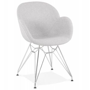 Alter Ego Chaise moderne 'ORIGAMI' en tissu gris clair avec pieds en métal chromé