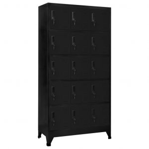 Image de VidaXL Armoire à Casiers Acier Noir 90x40x180 cm