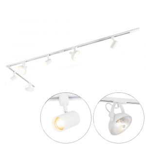 Qazqa Système d’éclairage sur rail monophasé avec 6 spots blancs orientables - Magnax Jeana