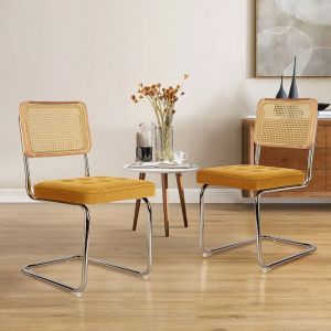 Colamy - chaise-Lot de 2 Chaises -R&eacute;inventez vos repas avec une chaise au confort raffin&eacute;-Jaune