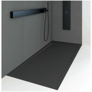 Stano Receveur de douche 70 x 110 cm extra plat QUORE en résine surface ardoisée noir - Noir