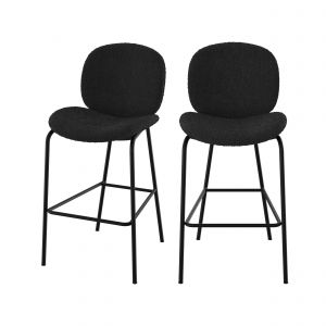 Chaise pour îlot central en tissu bouclé noir 63,5 cm (lot de 2) - IRIS