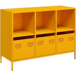 VidaXL Buffet jaune moutarde 101,5x39x73,5 cm acier laminé à froid