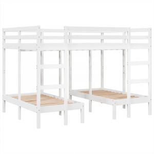 VidaXL Lit superposé triple blanc 140x200/70x140 cm bois de pin massif