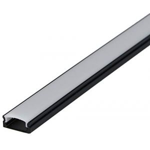 Profilé LED aluminium 100 cm pour bandes LED Noir LT4 + couvercle laiteux