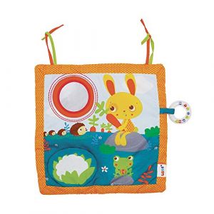Ludi Tableau d'activités Galopin | | Jouet d'éveil premier âge à suspendre | Panneau de jeu en tissu à accrocher | Avec miroir, hochet et papier froissé | À partir de 3 mois