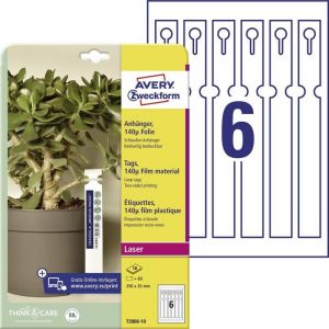 Avery-Zweckform T3008-10 Etiquette A4 250 x 25 mm Polyester blanc 60 pc(s) colle temporaire Étiquettes à boucles