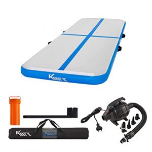 Image de KM Fit Tapis de gymnastique Gonflable Airtrack Tapis de fitness | 4M |Tapis de Tumbling, tapis d'entraînement Tapis de sport | Bleu