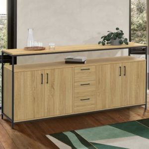 Idmarket Buffet 180 cm detroit xxl 4 portes et tiroirs design industriel
