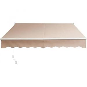 COSTWAY Store Banne Auvent Manuel Rétractable Angle Ajustable 40°-100° sans Perçage 295x250CM pour Fenêtre/Balcon Beige