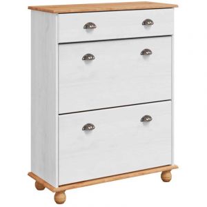 VidaXL Cabinet &agrave; chaussures Blanc 85 x 35 x 108 cm Bois de pin massif