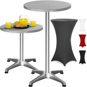 Table haute Argent 115x60cm + Housse de table haute Gris &Oslash;60cm