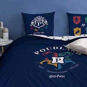 Cti Housse de couette et taie d'oreiller 2 places 100% coton Harry Potter Blason 240x220