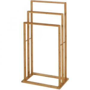 Wadiga Porte Serviette sur Pied en Bambou 3 Bras 0,000000 Bois