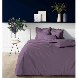 Parure Percale de coton TERTIO - Violet - Housse + 1 ou 2 Taies Oreillers