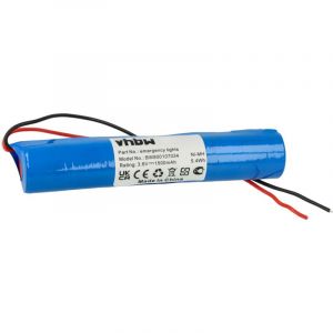 Vhbw 1x Batterie pour éclairage d'issue de secours (1500mAh, 3,6V, NiMH) avec câble de raccord