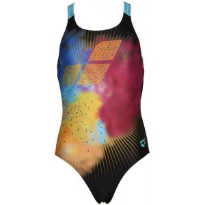 Arena Placement Swim Pro Back One Piece Swimsuit Girls, Multicolore/noir 128 Maillots une pi&egrave;ce