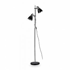 Image de Ideal lux Lampadaire en métal double spot intérieur émail blanc Elvis - noir Diamètre 24 Hauteur 160 cm