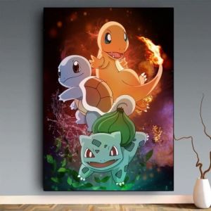 Toile Pokemon - 30x40cm - Affiche Poster Chambre Bébé Garcon Fille - Décoration Intérieur Maison - Pop Art Deco