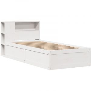 VidaXL Cadre de lit sans matelas blanc 90x200 cm bois de pin massif, lit, cadre de lit en bois massif, meuble de chambre à coucher
