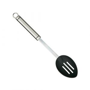 Kitchen craft Grande Cuill&egrave;re de Cuisine Professionnelle &agrave; Trous en Inox et Nylon, 35 cm - Noir et Argent