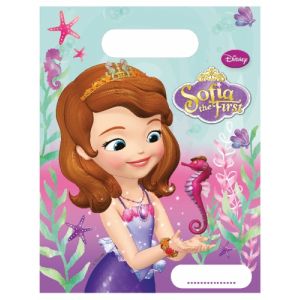 6 sacs de fête en plastique Princesse Sofia