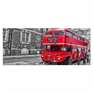 Homemania HOMEMANIA Tableau Bus Villes et paysages pour Salon, Chambre Multicouleur en Polyester, Bois, 70 x 3 x 100 cm