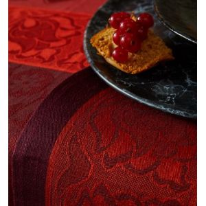 Le Jacquard Français Nappe Ottomane Burgundy 100% lin