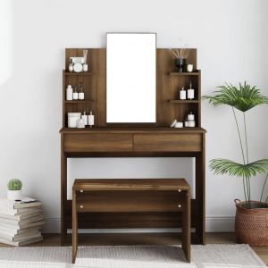 VidaXL Coiffeuse avec miroir Chêne marron 96x40x142 cm