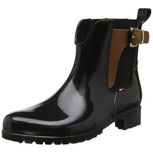 Tommy Hilfiger Bottes et bottines Tommy-hilfiger Buckled Ankle Wellies - Black-Winter Cognac - EU 41