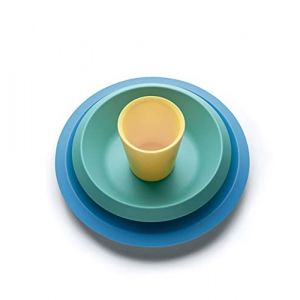 Alessi Set vaisselle enfant Giro Kids / 3 pièces - Mélamine bleu en matière plastique
