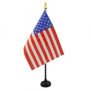 AZ FLAG - Mini Drapeau Etats-Unis De Table - 15x10 cm - Drapeau Américain - USA De Bureau 100% Polyester avec Hampe Pointe Dorée