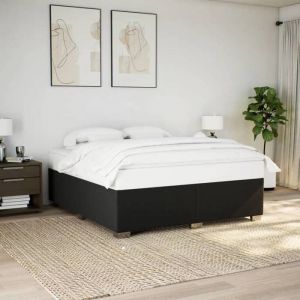 VidaXL Cadre de lit Noir 180 x 200 cm Tissu, sommier, cadre de lit plateforme, cadre de lit rembourré, meuble de chambre à coucher