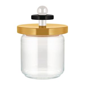 Alessi Bocal herm&eacute;tique / By Ettore Sottsass - 75 cl / 100 Values Collection jaune en verre/bois