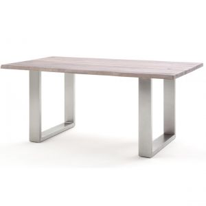 Pegane Table à manger / table diner en chêne massif teinte chaulé - L.240 x H.77 x P.100 cm -