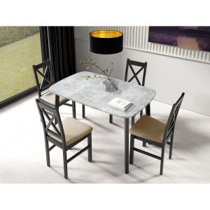 Magov - table à manger extensible - gris et noir - 130 à 170 cm - Gris / Noir