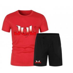 Image de Ensemble T-Shirt Et Short Personnalis&eacute; De Jul Homme Rouge (Taille S,Couleur Rouge)