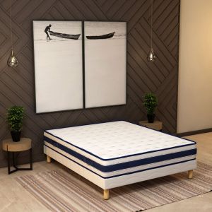 Elite Mattress - Ensemble 160x200 blue memory Sommier + Matelas Hauteur 22cm
