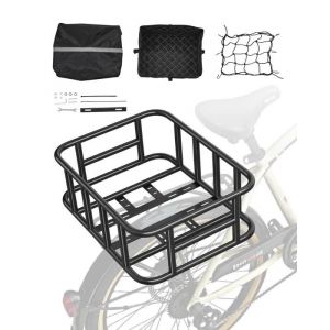 VEVOR Panier Arrière de Vélo de Taille Moyenne, avec Filet de Chargement, Doublure et Housse Imperméable, pour Transport Chiens, Animaux de Compagnie, Fruits et Légumes, Courses, Outils Montage Inclus