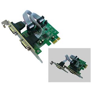 Kalea Informatique Carte Contrôleur PCIE RS232 x2 - High + Low Profile - Puce ASIX - Selection +5V +12V sur broche 1 ou 9 - PCIe 2.0