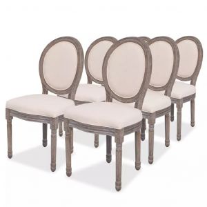 VidaXL Chaises de Salle &agrave; Manger Cr&egrave;me Tissu 6 pcs