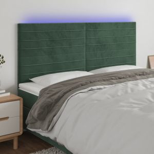 VidaXL Tête de lit à LED Vert foncé 180x5x118/128 cm Velours