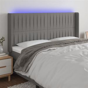 VidaXL Hoofdbord LED 203x16x118/128 cm stof donkergrijs3124309